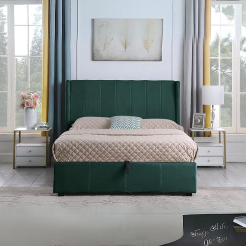 Amelia Plus 5FT Storage Bed - Green Velvet Fabric